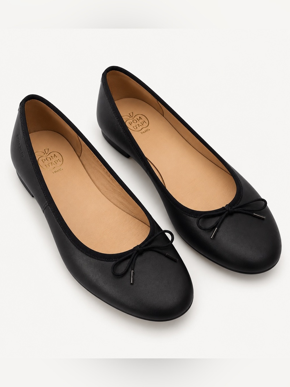 Pom D'Api Black Bow Leather Ballet Flats